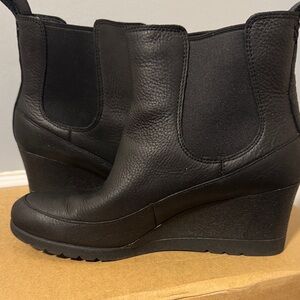 UGG Black Leather Ankle Booties